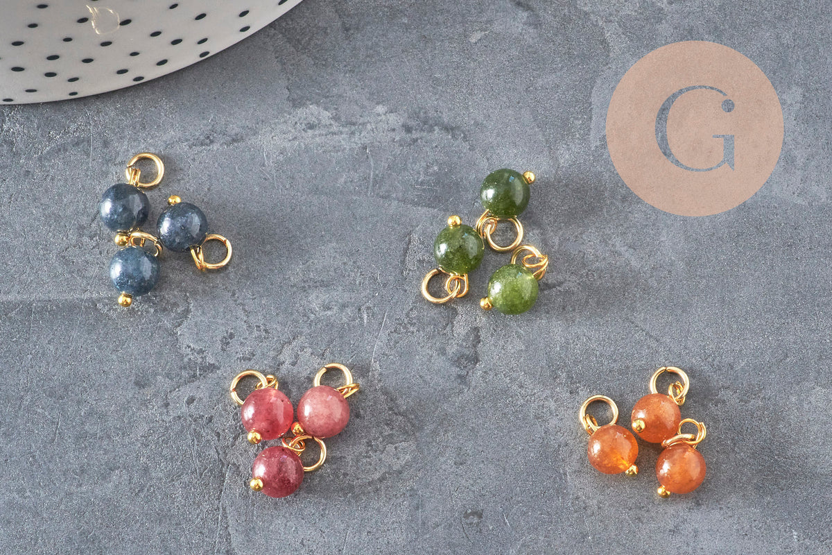 Breloque ronde Jade teinté acier 304 inoxydable doré 10.5mm, x1 (G11366)-Breloques et pendentifs-Gingerlily Perles