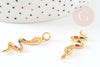 Breloque serpent laiton doré 18k cristal sans nickel,cadeau anniversaire,pendentif animal zircon, 32.5mm, x1 G4008