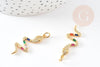 Breloque serpent laiton doré 18k cristal sans nickel,cadeau anniversaire,pendentif animal zircon, 32.5mm, x1 G4008