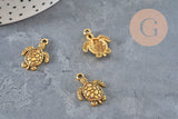 Dije tortuga zamac dorado 23mm, x5 (G11229)