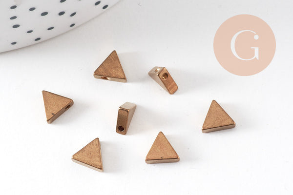 Breloque triangle 1 trou laiton brut , pendentif sans nickel, pendentif géométrique,7mm, x10 (G1347)