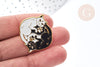 Broche Chat double émail blanc et noir zamac doré 35x23mm, x1 (G8132)