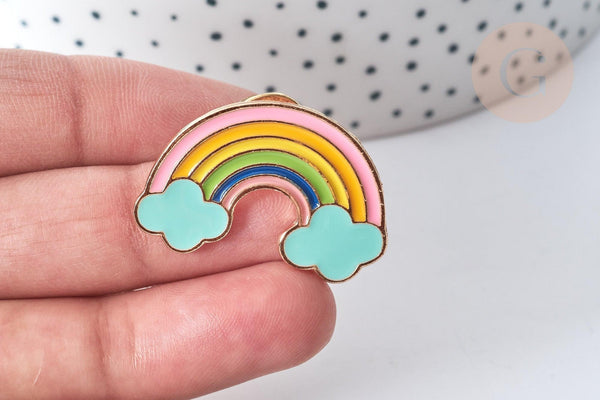 Broche arc-en-ciel zamac doré 23x33mm, x1 (G7846)