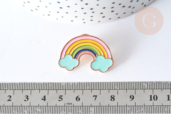 Broche arc-en-ciel zamac doré 23x33mm, x1 (G7846)
