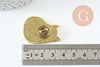Broche chat assis gravée acier 304 inoxydable doré 35mm, x1 (G9785)