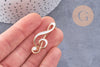 Broche clef de sol émail blanc zamac doré 39mm, x1 (G10215)