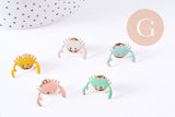 Broche crabe laiton doré ou argenté émail coloré, x1 (G8900)