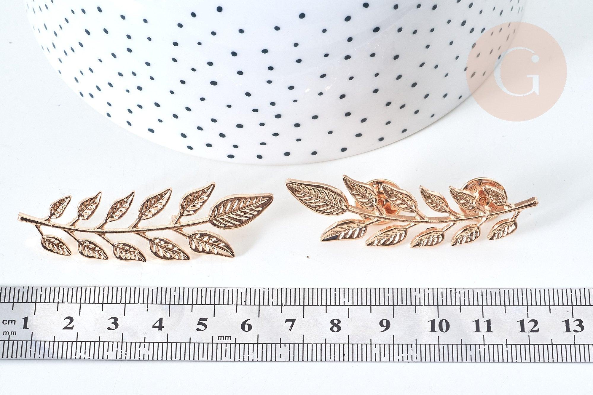 Broche feuille laurier zamac doré, x1 (G7849)