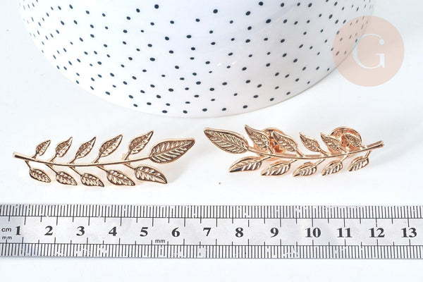 Broche feuille laurier zamac doré, x1 (G7849)