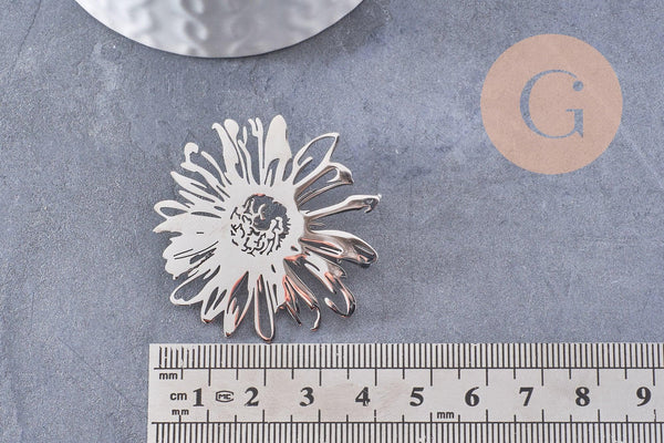 Broche fleur pissenlit acier 201 inoxydable 42.5mm, x1 (G8500)