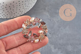 Gold-plated zamak multicolour zircon flower brooch, enamelled, 41mm, x1 (G11256)