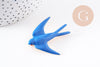 Broche hirondelle zamac doré émail bleu doré 50mm, x1 (G10140)