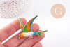 Broche oiseau zamac doré émail 52mm, x1 (G10163)