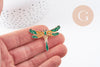 Broche pin's Libellule insecte ailé doré émaillé 40x32mm, x1 (G5551)