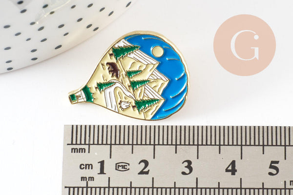 Broche pin's Montgolfière dorée 29.5mm, x1 (G9310)
