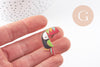 Broche pins Oiseau toucan doré émail multicolore 31x22mm,broche dorée, décoration veste, x1 (G5954)