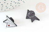 Broche pins avion en papier coeur émaillé blanc rouge 22.5mm,broche customisation vêtement x1 (G9299)
