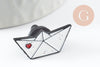 Broche pins bateau en papier coeur émaillé blanc rouge 24.5mm, x1 G9474