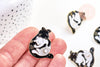 Broche pins chat noir & blanc Ying Yang mystique doré émail noir 30mm, x1 (G5553)