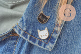 Broche pins chat noir doré émail 14mm, x1 (G6627)