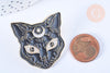 Broche pins chat noir mystique doré émail noir 37.5mm,broche dorée,décoration veste,x1 (G5550)