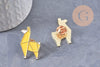 Broche pins chien caniche origami zamac doré émail jaune 32.5x21mm, x1 (G10320)