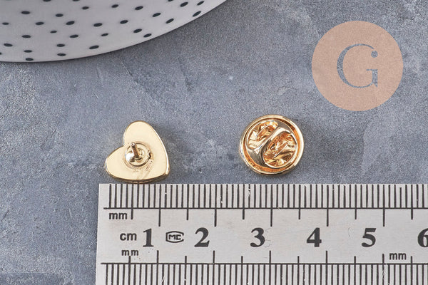 Broche pin's coeur laiton doré 11mm, x1 (G10989)