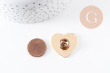 Broche pins coeur laiton doré émaillé rouge à pois 29mm, x1 (G5240)