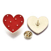 Broche pins coeur laiton doré émaillé rouge à pois 29mm, x1 (G5240)