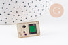 Broche pins console portable jeux vidéos doré émail noir 24x15mm, x1 (G5899)