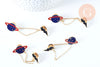 Broche pins double planète éclair doré émail ,broche dorée ,décoration veste,x1 G6381