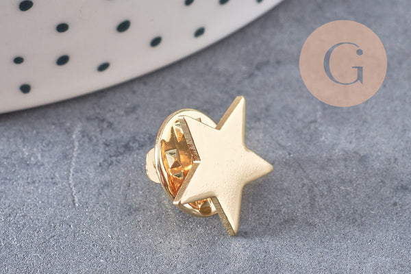 Broche pin's étoile laiton doré 14mm, x1 (G10551)