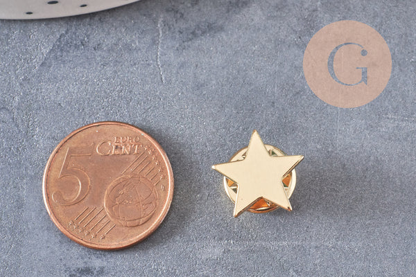 Broche pin's étoile laiton doré 14mm, x1 (G10551)