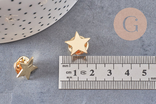 Broche pin's étoile laiton doré 14mm, x1 (G10551)