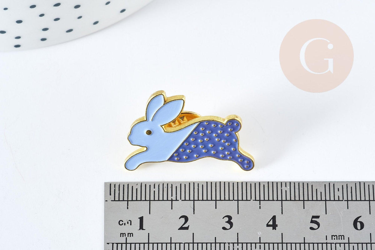 Broche pins lapin bicolore doré émail,broche dorée,décoration veste ,x1 (G8511)