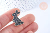 Broche pins lapin motif mystique noir doré émail 26x17mm,broche dorée, décoration veste,x1 G6617