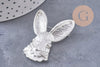 Broche pins lapin origami doré ou argenté émail 54mm, x1 (G10352)