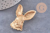Broche pins lapin origami doré ou argenté émail 54mm, x1 (G10352)