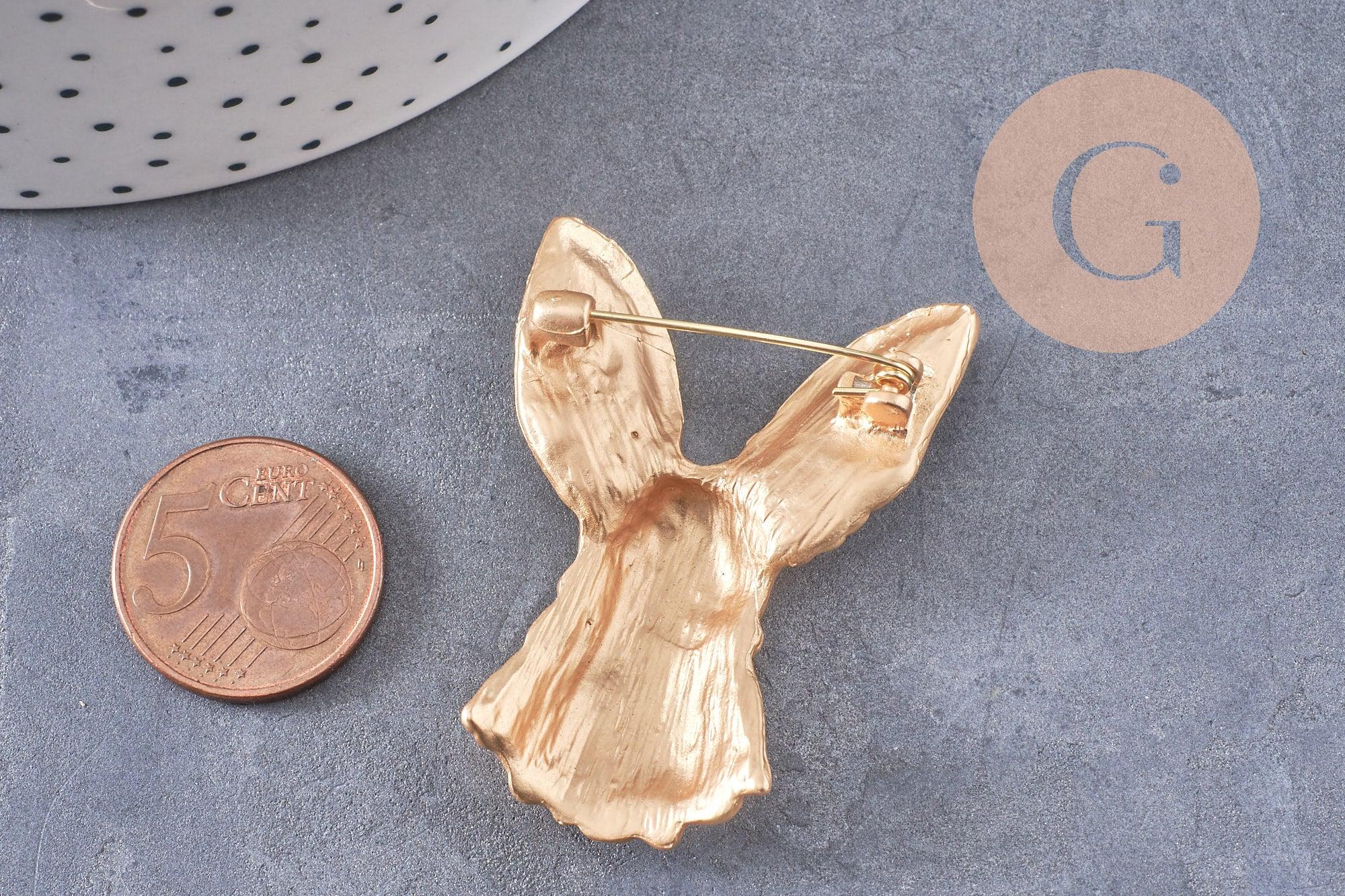 Broche pins lapin doré ou argenté 54mm, x1 (G10352)