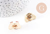 Broche pins mains coeur zamac doré émaillé beige rouge 15mm, x1 (G10161)