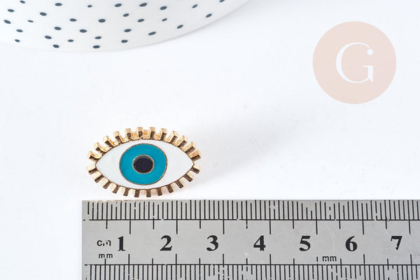 Broche pin's oeil protecteur doré émail 24mm, x1 (G8510)