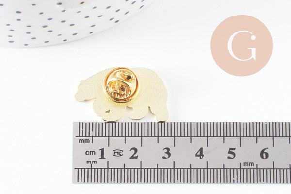 Broche pins ours motif montagne dorée émail noir 28.5mm,x1 (G5538)