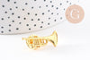 Broche pins trompette tuba zamac doré 29.5mm, x1 (G10159)