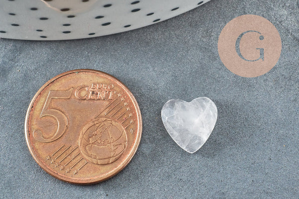 Cabochon Cœur pierre quartz rose naturel facetté 10mm, x1 (G8877)