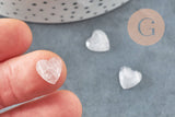 Cabochon Cœur pierre quartz rose naturel facetté 10mm, x1 (G8877)