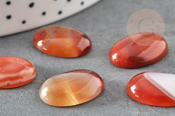 Cabochon agate naturelle orange rayé 18x13mm, x1 (G2395)