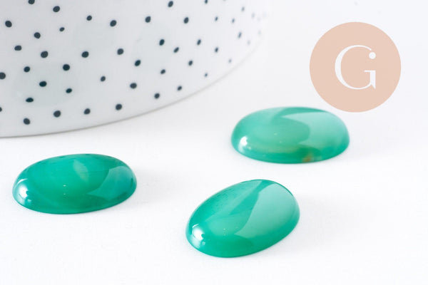 Cabochon agate naturelle vert émeraude 25x18mm, x1 (G10212)