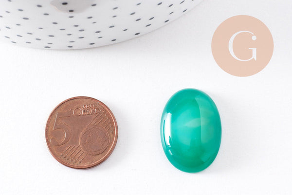 Cabochon agate naturelle vert émeraude 25x18mm, x1 (G10212)