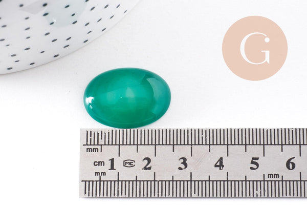 Cabochon agate naturelle vert émeraude 25x18mm, x1 (G10212)