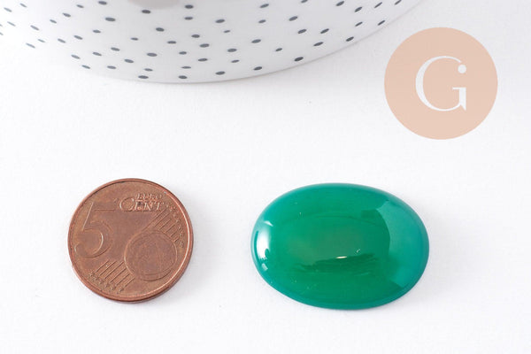 Cabochon agate naturelle vert émeraude 30x22mm, x1 (G10211)